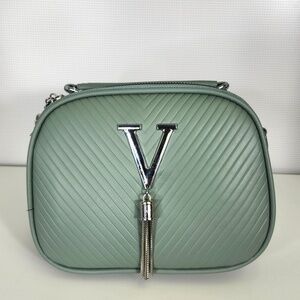 Mint Green “V” Crossbody Bag | Silver Hardware | Tassel Detail